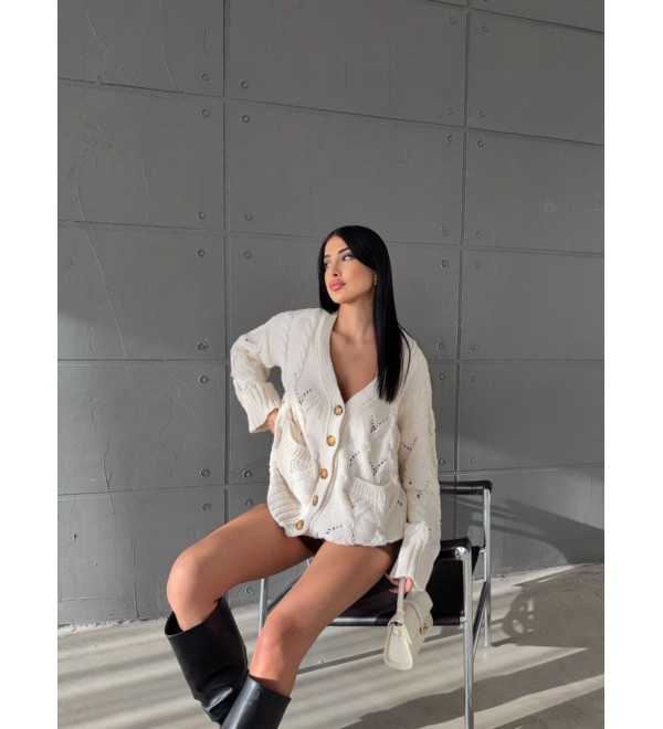 218356 WHITE CARDIGAN KNITWEAR