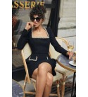 218406 SİYAH ABİYE CHANEL KUMAŞ