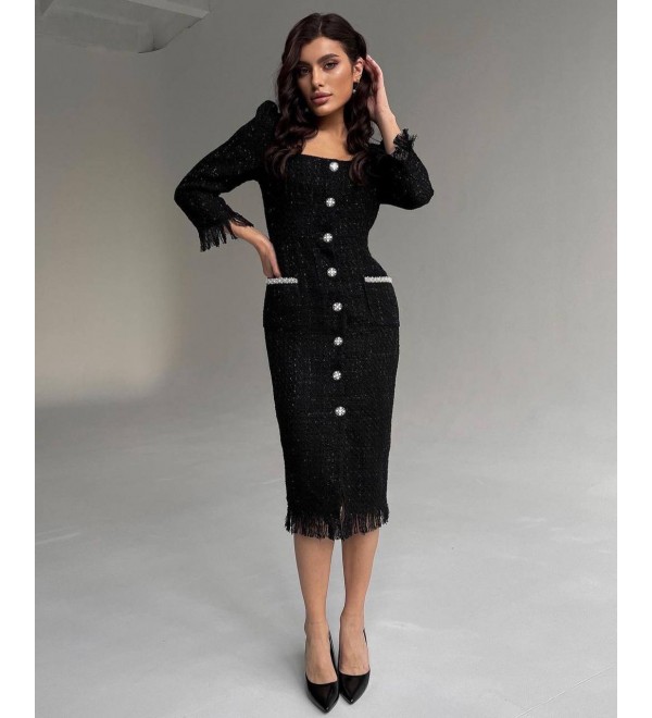 218420 SİYAH ABİYE CHANEL KUMAŞ