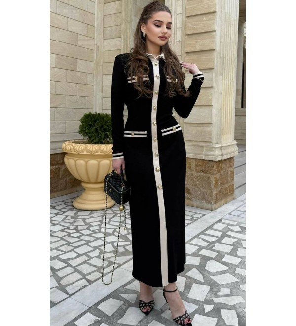 218421 SİYAH ELBİSE OTTOM KUMAŞ