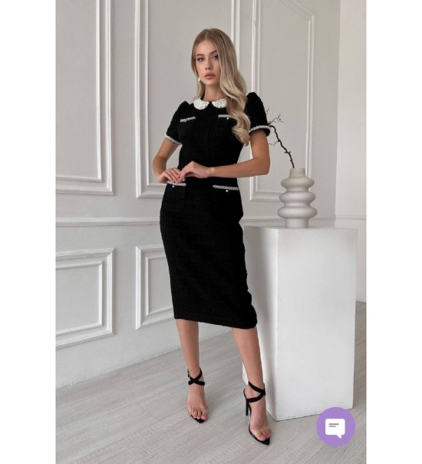 218424 SİYAH ABİYE CHANEL KUMAŞ