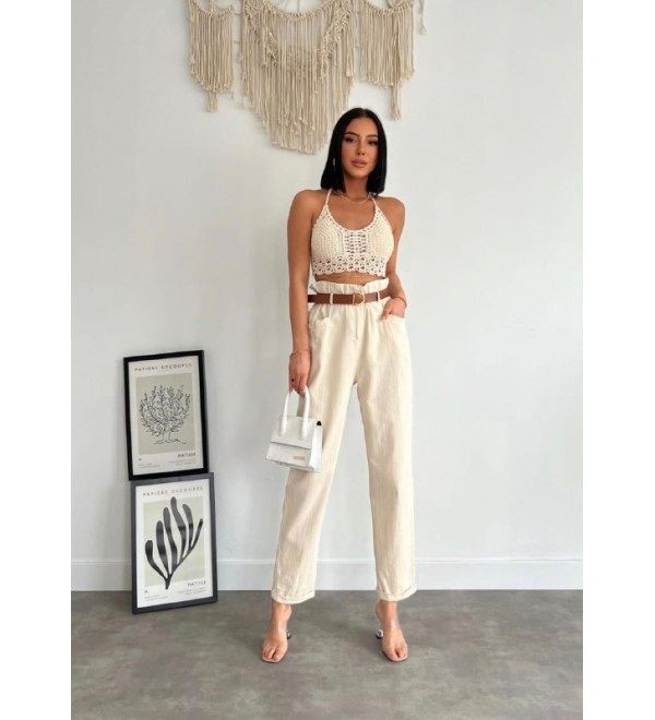 218426 CREAM TROUSERS GABARDINE