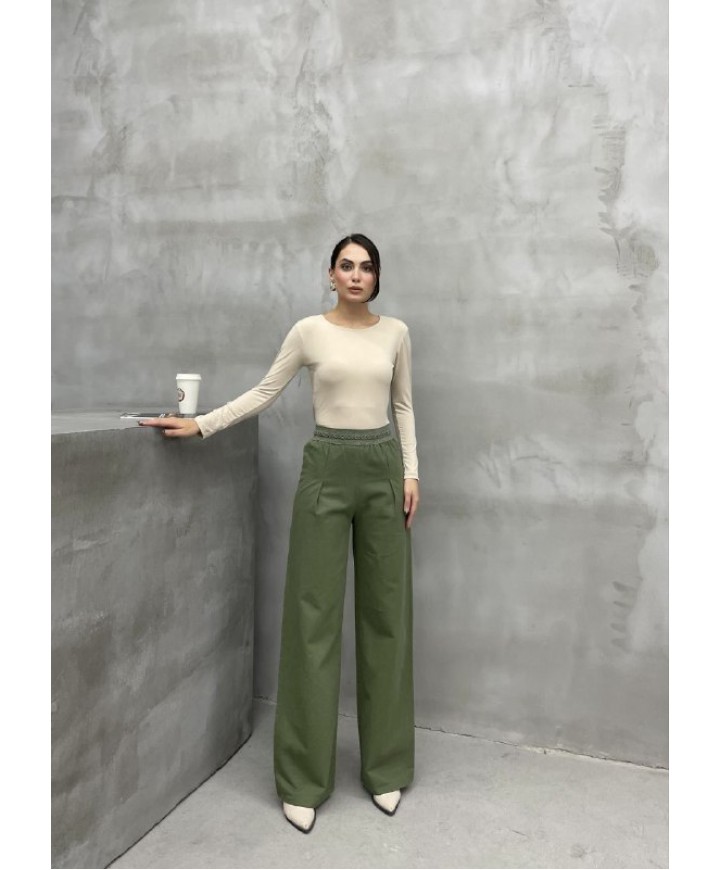 218430 KREM PANTOLON DANTELLİ GABARDİN