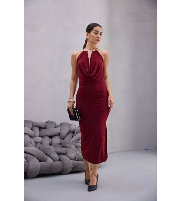 218568 BORDO ELBİSE