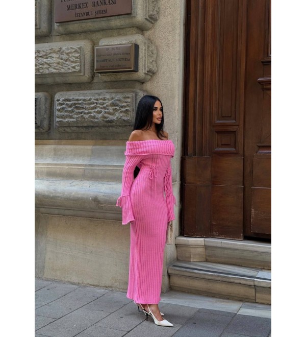 218618 PEMBE ELBİSE TRİKO