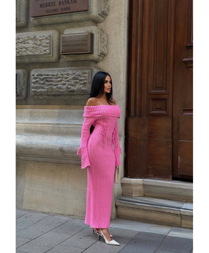 218618 PEMBE ELBİSE TRİKO