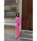 218618 PEMBE ELBİSE TRİKO