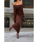 218620 KAHVE ELBİSE TRİKO