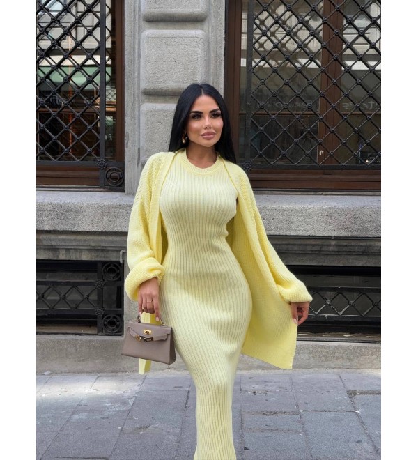 218624 SARI ELBİSE TRİKO