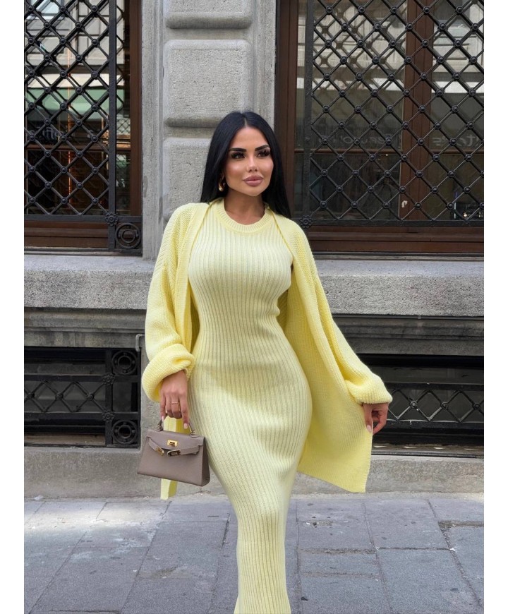 218624 SARI ELBİSE TRİKO