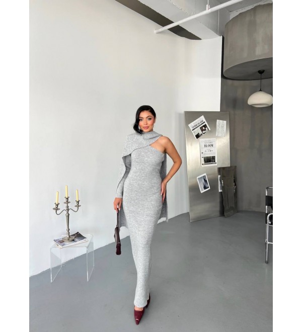 218647 GRİ ELBİSE TRİKO