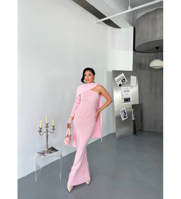 218649 PEMBE ELBİSE TRİKO
