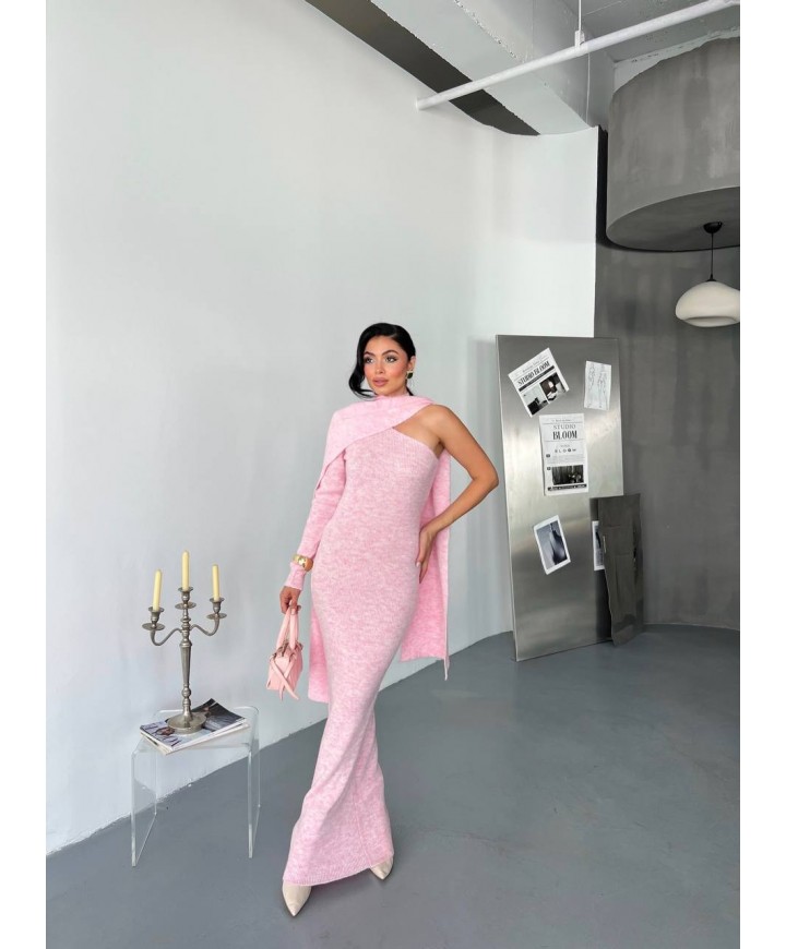 218649 PEMBE ELBİSE TRİKO