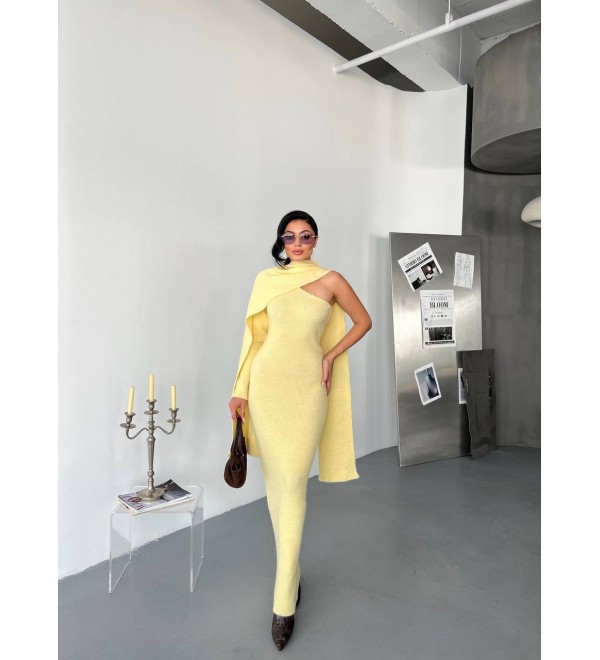 218650 SARI ELBİSE TRİKO