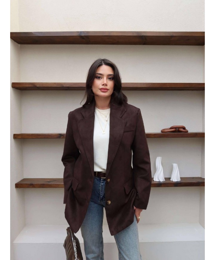 218724 KAHVE CEKET SÜET