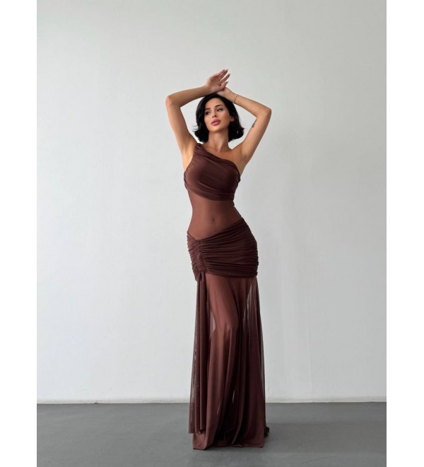 218899 KAHVE ELBİSE