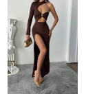 218963 KAHVE ELBİSE MİCRO KUMAŞ