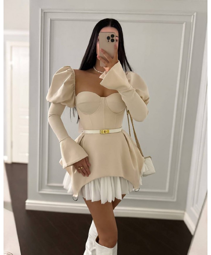 218988 KREM ELBİSE