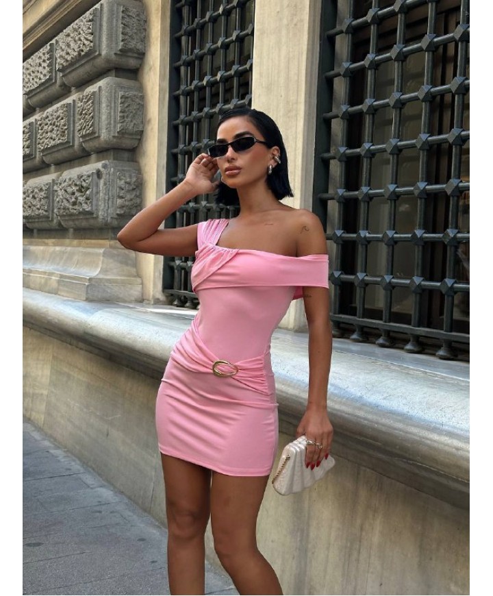 219206 PEMBE ELBİSE LİKRA