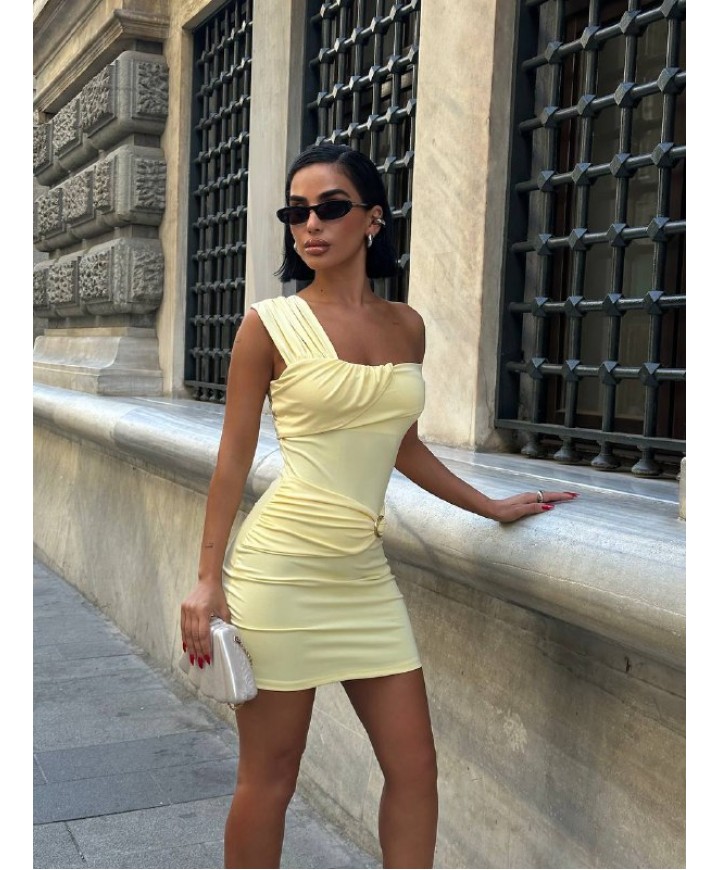 219207 SARI ELBİSE LİKRA