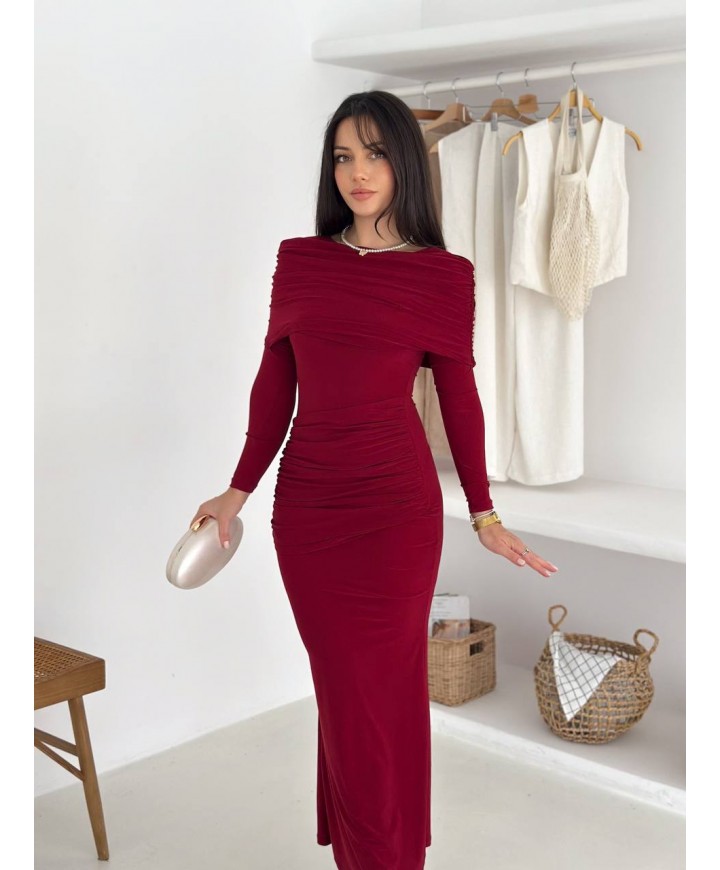 219209 BORDO ELBİSE SANDY KUMAŞ