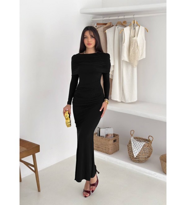 219211 SİYAH ELBİSE SANDY KUMAŞ