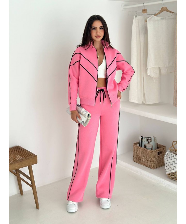 219215 PEMBE EŞOFMAN TAKIM 3 İPLİK KUMAŞ
