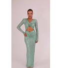 219222 Mint Evening dress Stamp sequin