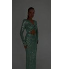 219222 Mint Evening dress Stamp sequin