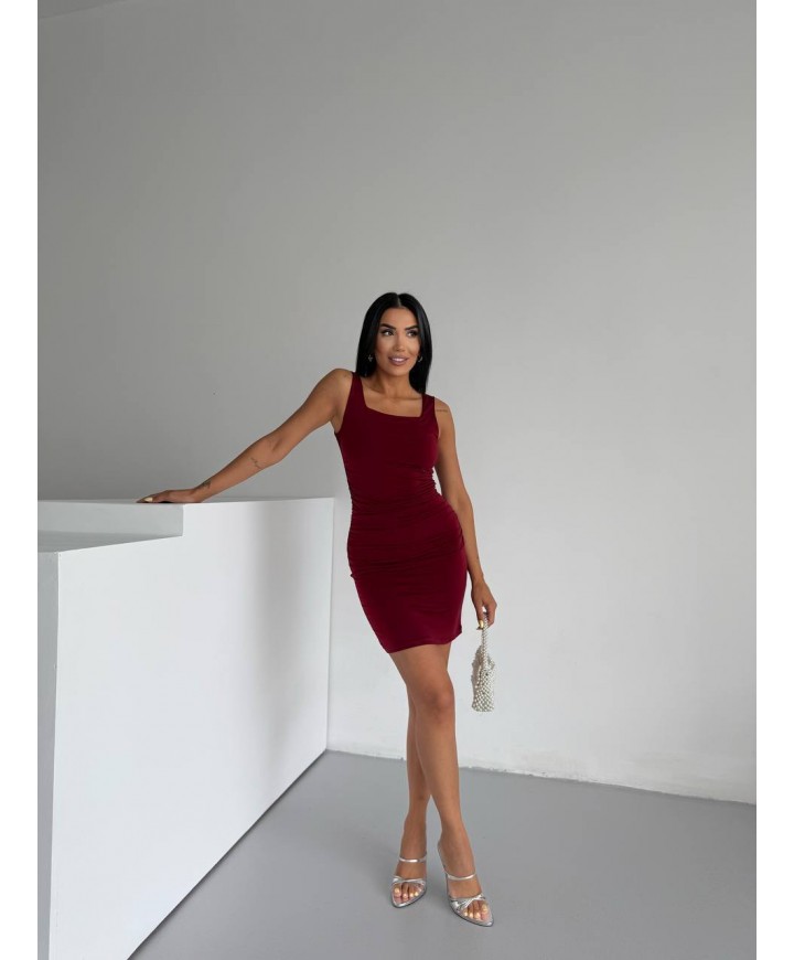 219247 BORDO ELBİSE SAND KUMAŞ