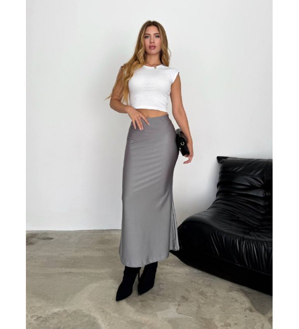 219252 GRİ ETEK SATEN KUMAŞ