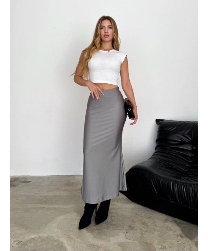 219252 GRİ ETEK SATEN KUMAŞ