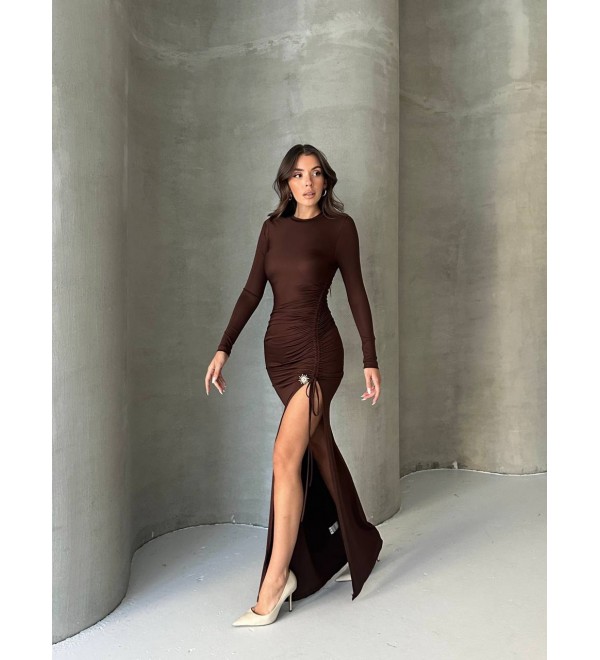 219264 KAHVE ELBİSE LYCRA