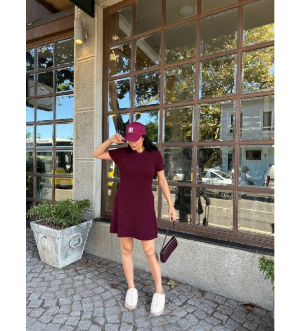 219274 BORDO ELBİSE TRİKO