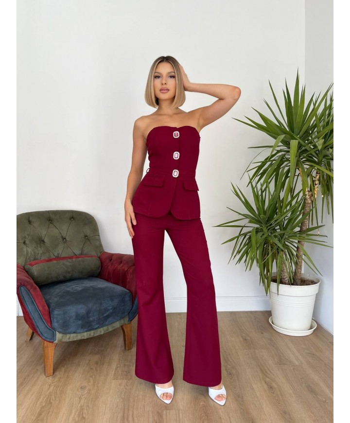 219288 Burgundy OVERALLS