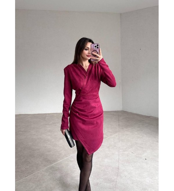 219302 BORDO ELBİSE SÜET