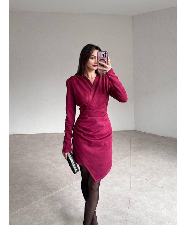 219302 BORDO ELBİSE SÜET