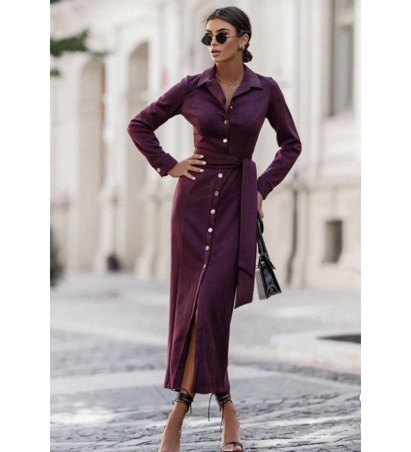 219322 BORDO ELBİSE SÜET