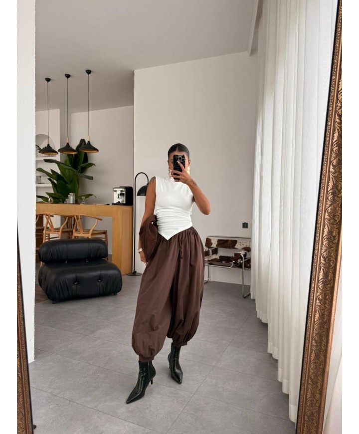 219394 KAHVE PANTOLON POPLİN