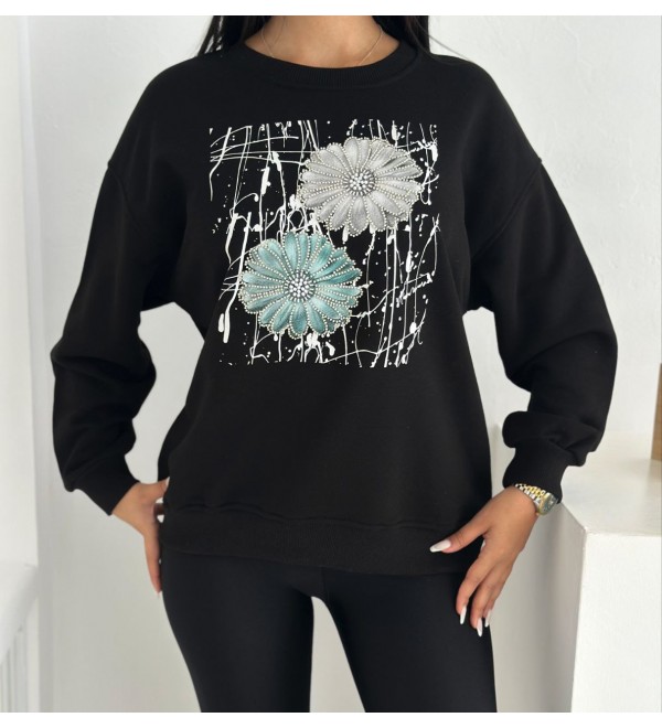 219407 SİYAH SWEAT MODAL KUMAŞ
