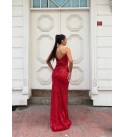 219453 KIRMIZI ELBİSE KADİFE
