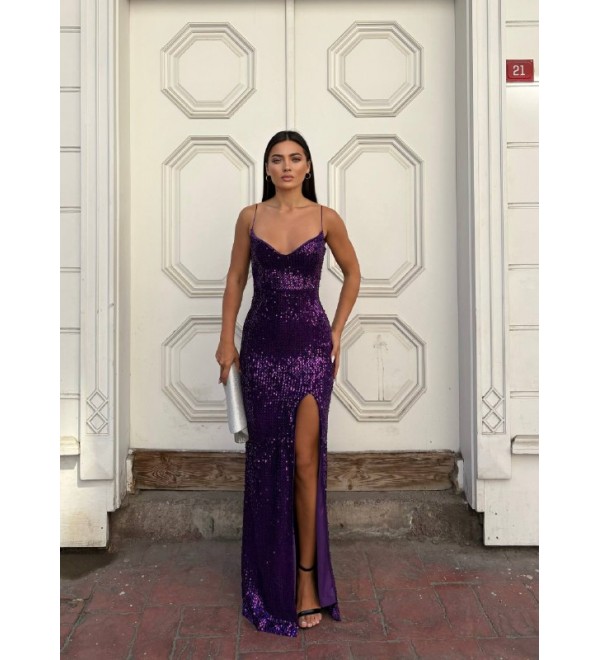 219459 PURPLE DRESS VELVET