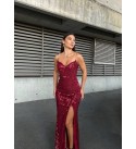 219460 BORDO ELBİSE KADİFE