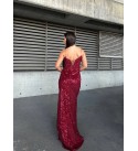 219460 BORDO ELBİSE KADİFE
