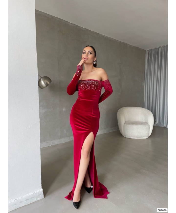 219523 KIRMIZI ABİYE KADİFE