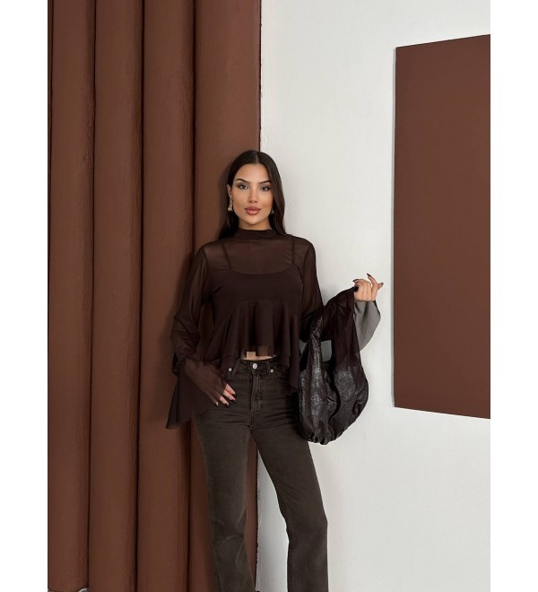 219775 COFFEE BLOUSE TULLE