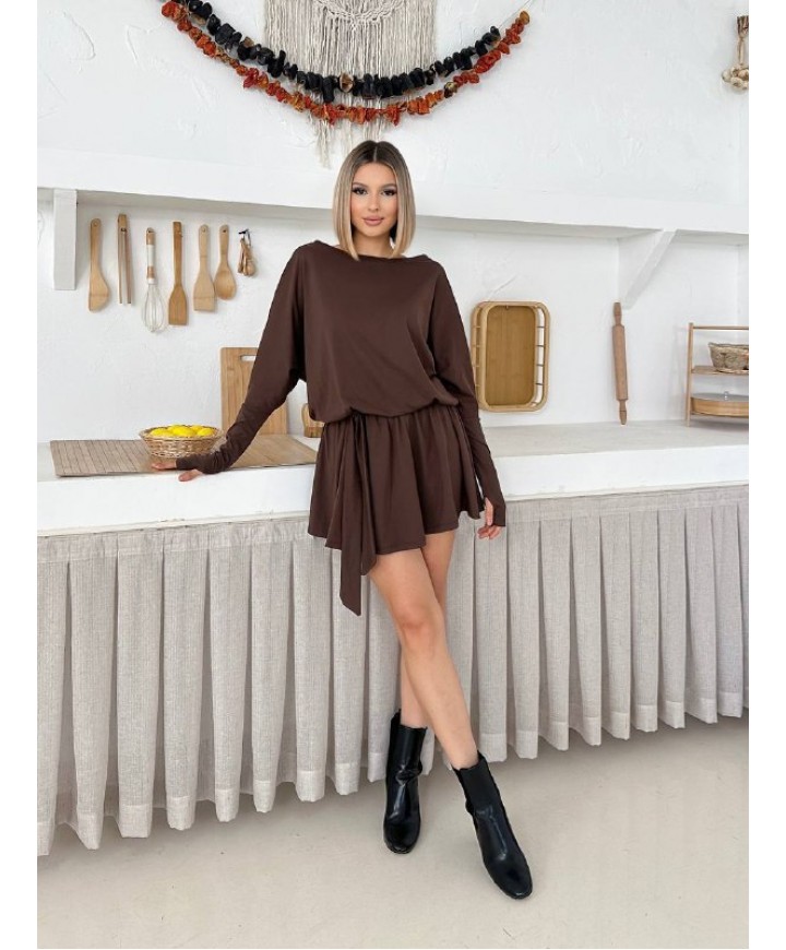 219781 KAHVE ELBİSE POLYEMİT  KUMAŞ