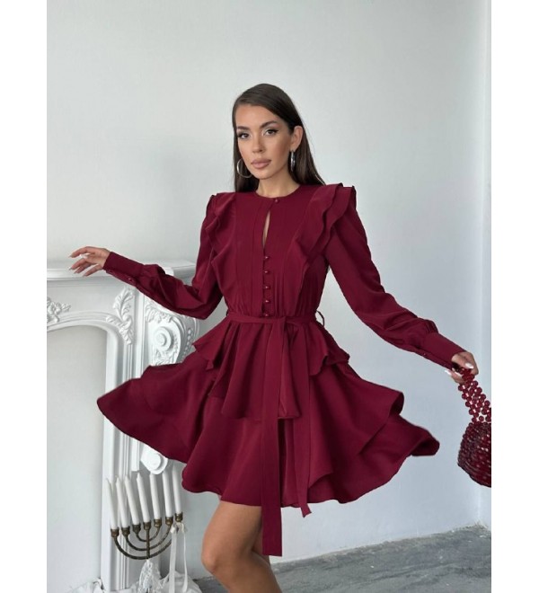 220068 BORDO ELBİSE JESİCA KUMAŞ