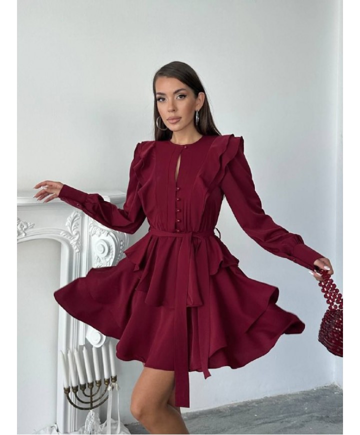 220068 BORDO ELBİSE JESİCA KUMAŞ