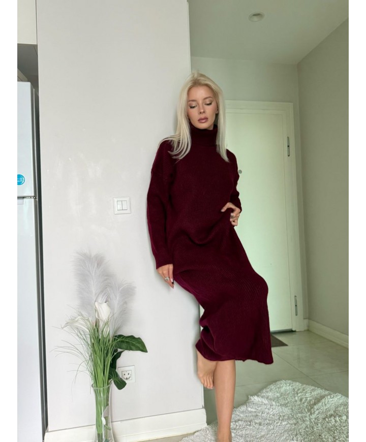 220256 BORDO ELBİSE TRİKO